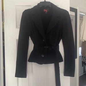 Black 3 button short jacket with tow around waist